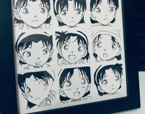 名侦探柯南吉田步美格子画 针管笔手绘装饰画...