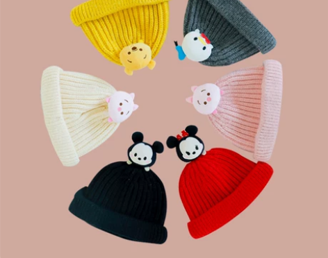 幼悠儿童韩版卷边瓜皮帽宝宝针织毛线帽护耳洋...