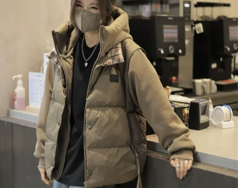 2022冬季新款假两件拼接马甲男女同款时尚...