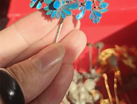 清代老银鎏金发簪 很完整的一支清代发簪标价...