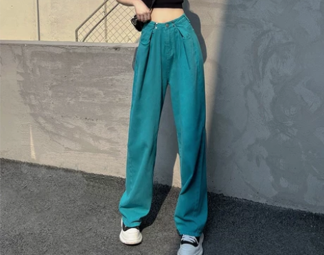 高腰阔腿牛仔裤女2021年新款夏天薄款宽松...