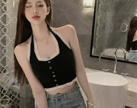 挂脖吊带背心女内搭性感辣妹裹胸紧身短款美背...