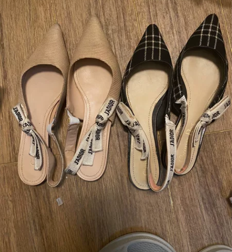 dior露跟尖头平底真皮底单鞋40码数,已...