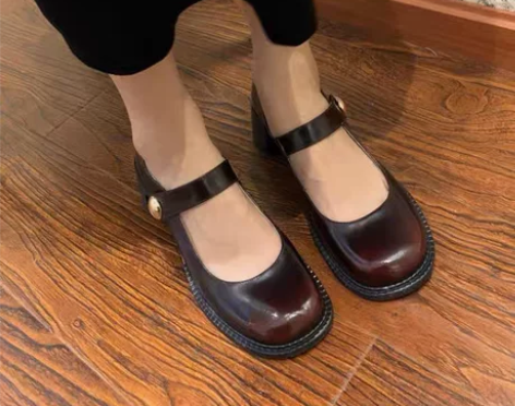 温柔单鞋女中跟春季新品玛丽珍鞋女淑女复古小...