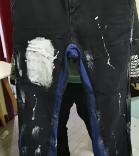 泼墨扎染牛仔裤男美式复古高街水洗vibe炸...