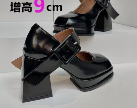2021年秋季新款玛丽珍鞋女高跟法式复古粗...