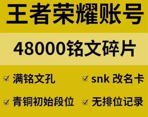 王者荣耀水晶金币铭文号4.8万铭文碎片2-...