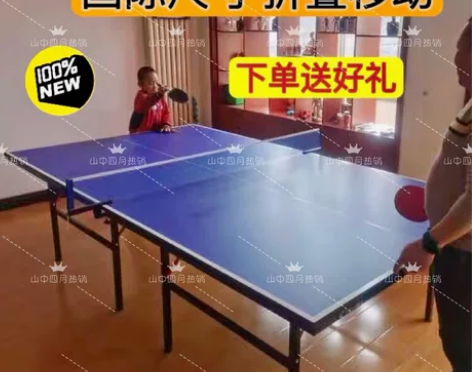 【低价清仓】室内乒乓球桌家用标准可折叠带轮...
