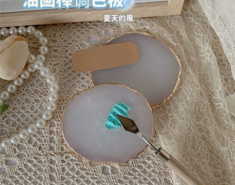 油画棒专用调色板树脂大理石纹日式摆拍道具油...