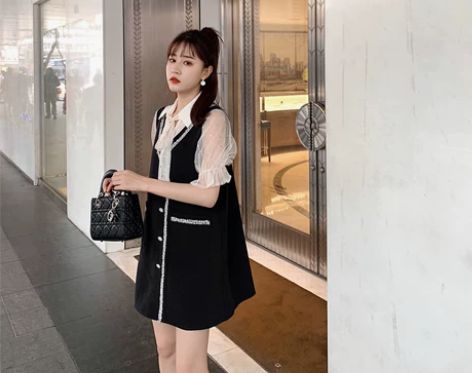 裙子女夏2019新款法式桔梗网红娃娃领闺蜜...