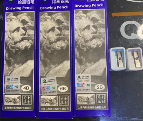 马利素描铅笔 2B4B6B各一盒 只用了一...