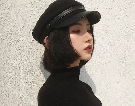 美欧慧羊毛呢海军帽子女ins秋冬季韩版潮百...