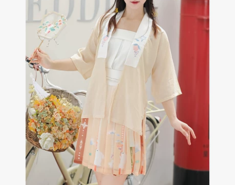 桃兔兔汉服女夏季薄款中国风改良宋制汉元素夏...