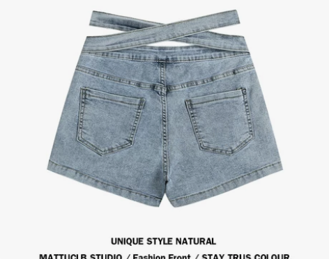 MATTUCLB 超高腰牛仔短裤女夏季修身...