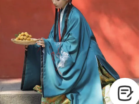 兰若庭 汉服 乘黄 明制 披风 绣花 大袖...