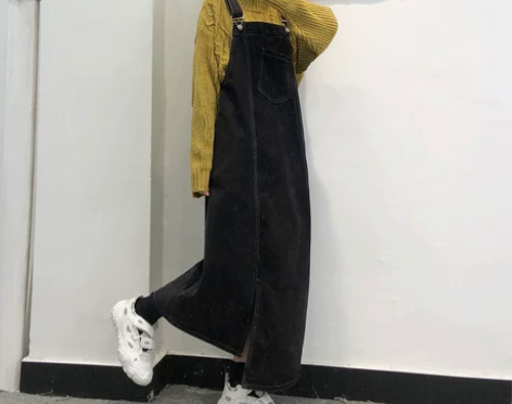 背带裙 背带连衣裙啊啦柏盐系不规则牛仔女春...