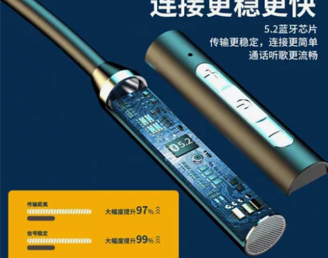 新款蓝牙无线耳机 挂脖运动 双耳入耳颈...
