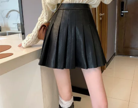 黑色百褶裙女2021春秋新款高腰显瘦半身裙...