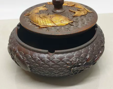 鱼盖烟灰缸 黄铜仿紫铜鎏金复古工艺 批发¥...