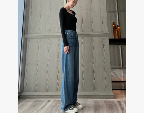 超显比例神裤2022显瘦阔腿牛仔裤女闭眼入...