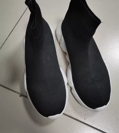 黑色女士高帮弹力袜运动鞋,尺码35的,万象...