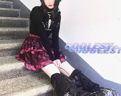 蛋糕裙 半裙断片小说 原创原宿格纹y2k土...