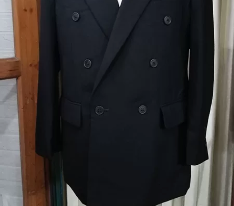 古着男式黑色双排扣绅士西服真实描述:日本高...