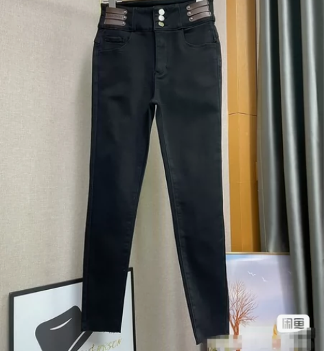 全新IEF(爱依服)黑色高腰加绒小脚裤,薄...