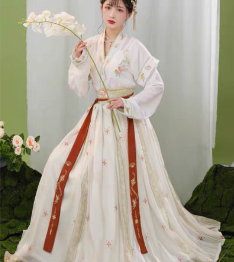 包邮玉术一览芳华原创汉服女唐褙子圆领衫褶裙...