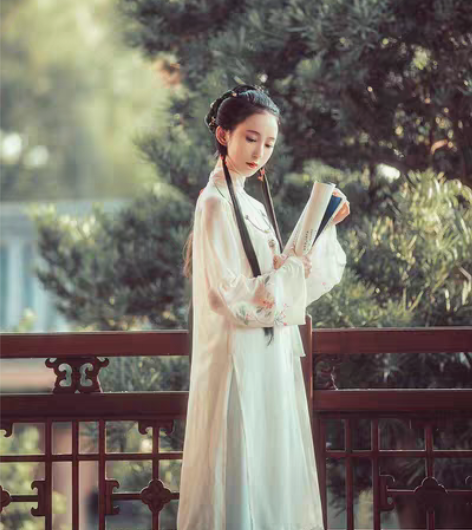 出兰若庭海棠春明制立领衫绣花套装汉服 全套...