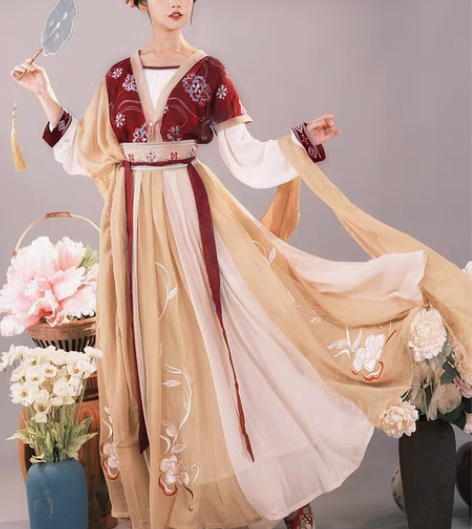 包邮耀春醉芙蓉原创唐制汉服女中国风唐背子对...