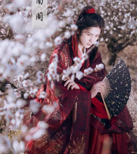 司南阁原创【夜罗】汉服男女款交领衫裙酒红黑...