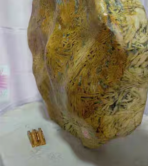 这是一块黄金菊花竹叶石叫《风华正茂》,纹理...
