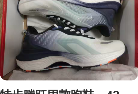 特步腾跃男款跑鞋,43码,全新未试穿,到手...