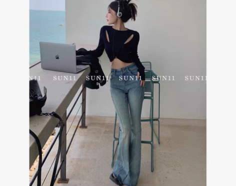 转卖(全新)美式微喇显瘦马蹄裤 适合身高1...