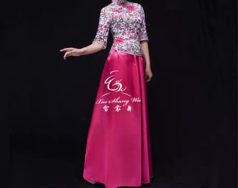 转卖大合唱演出服学生青花瓷表演服合唱团长裙...