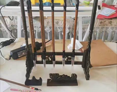 包邮清仓!笔架笔搁挂仿古鸡翅木毛笔架实木毛...