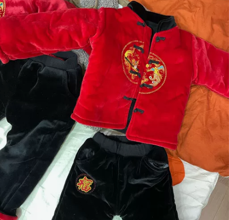 儿童唐装男童汉服拜年服女童过年喜庆衣服冬装...