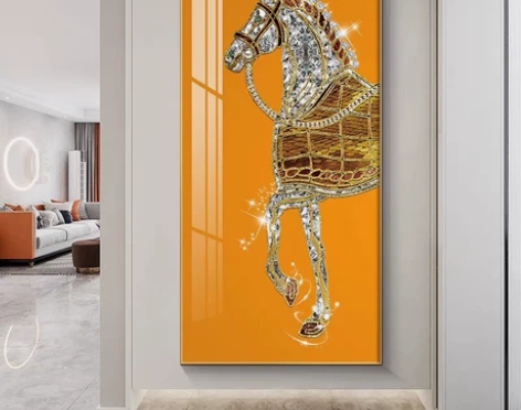 马到成功  北欧玄关装饰画大气轻奢客厅挂画...