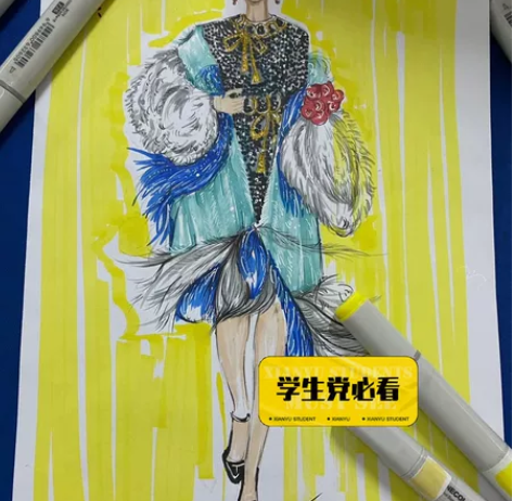 马克笔服装效果图手绘~欢迎打扰 感兴趣的话...