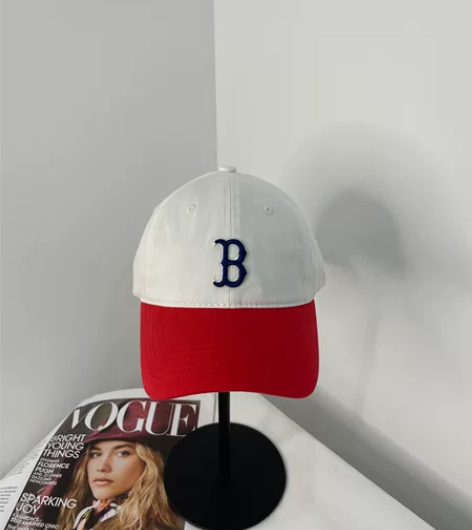 MLB棒球帽双拼色白色拼红B标 支持扫码验...