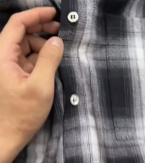 amiri 黑白格子衬衫 定制辅料水洗领标...