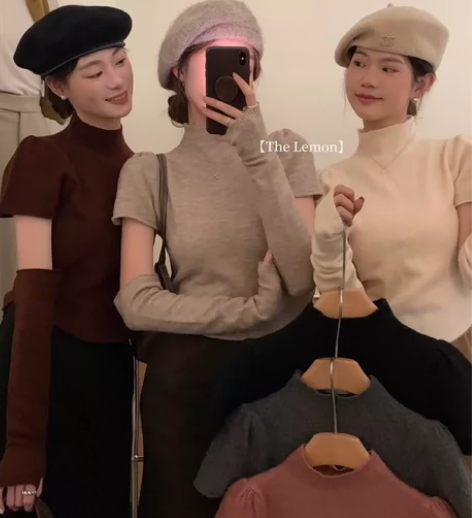 【曼曼服装店】秋上新！韩国东大门简约净色设...